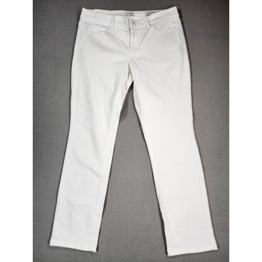 J. Jill Authentic Fit Slim Ankle White Denim Jeans 6 Petite Low Rise Casual Chic